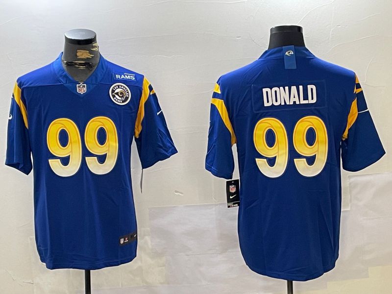 Men Los Angeles Rams 99 Donald Blue 2024 Nike Vapor Limited NFL Jersey style 2